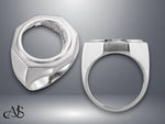 Load image into Gallery viewer, Coin Frame Bezel 17.9 mm Coin Size Ring Mounting in 10K/14K/18K Yellow White Gold, Sterling Silver and Platinum