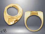 Load image into Gallery viewer, Coin Frame Bezel 17.9 mm Coin Size Ring Mounting in 10K/14K/18K Yellow White Gold, Sterling Silver and Platinum