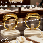 Load image into Gallery viewer, Coin Frame Bezel Ring Mounting in 10K/14K/18K Yellow White Gold, Sterling Silver and Platinum - Ring Size 10 with 13.9mm, 15mm Coin Size