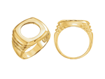 Load image into Gallery viewer, Coin Frame Bezel Ring Mounting in 10K/14K/18K Yellow White Gold, Sterling Silver and Platinum - Ring Size 10 with 13.9mm, 15mm Coin Size