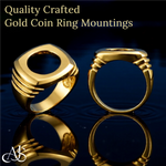 Load image into Gallery viewer, Coin Frame Bezel Ring Mounting in 10K/14K/18K Yellow White Gold, Sterling Silver and Platinum - Ring Size 10 with 13.9mm, 15mm Coin Size