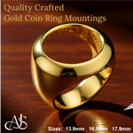 Load image into Gallery viewer, Coin Frame Bezel Ring Mounting in 10K/14K/18K Yellow Gold and Sterling Silver with 17.9mm, 16.5mm and 13.9mm Coin Size