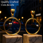 Load image into Gallery viewer, 14K Yellow Gold Coin Bezel Mountings for US and Foreign Coins in 13mm - 39.5mm Coin Size