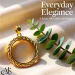 Load image into Gallery viewer, 14K Yellow Gold Coin Bezel Pendant - 2mm Polished Rope Edge Prong Setting for 13mm-39.5mm Coins - Fine Jewelry Holder Necklace Charm