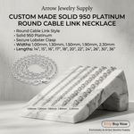 Load image into Gallery viewer, Round Cable Link Solid 950 Platinum Chain Necklace 1mm-2.3mm Widths