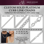 Load image into Gallery viewer, Curb Link 950 Platinum Chain Necklace 1.0mm, 1.80mm, 2.70mm Widths