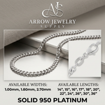 Load image into Gallery viewer, Curb Link 950 Platinum Chain Necklace 1.0mm, 1.80mm, 2.70mm Widths