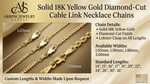 Load image into Gallery viewer, 18K Yellow Solid Gold Diamond Cut Round Cable Link Necklace Chain