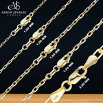 Load image into Gallery viewer, 18K Yellow Solid Gold Elongated Diamond Cut Cable Link Necklace Chain