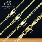 Load image into Gallery viewer, 18K Yellow Solid Gold Diamond Cut Round Cable Bracelet 1.05mm, 1.5mm, 1.8mm, or 3.0mm Widths