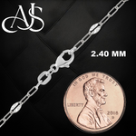 Load image into Gallery viewer, Solid Platinum Alternating Paperclip Cable Bracelet - 2.40mm Width