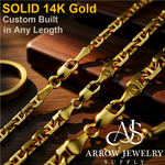 Load image into Gallery viewer, Solid 14K Yellow Gold Anchor Mariner Cable Link Chain Necklace - Custom Length