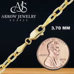 Load image into Gallery viewer, Solid 14K Yellow Gold Elongated Semi-Solid Cable Link Chain Necklace
