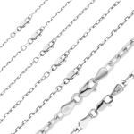 Load image into Gallery viewer, Solid 14K White Gold Elongated Diamond Cut Cable Link Custom Length Chain Necklace