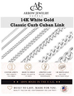 Load image into Gallery viewer, Solid 14K White Gold Curb Cuban Link Chain Necklace Made in any Custom Length