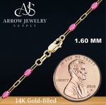 Load image into Gallery viewer, 14K Gold-filled Paperclip Chain with Green or Red Enamel Accent Links Necklace