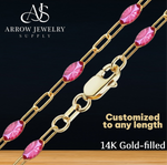 Load image into Gallery viewer, 14K Gold-filled Paperclip Chain with Green or Red Enamel Accent Links Necklace