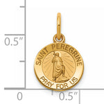 Load image into Gallery viewer, 14K Solid Gold St. Peregrine Medal, Round Patron Saint of Cancer Pendant