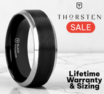 Load image into Gallery viewer, Mens Titanium Brushed Black Center Wedding Ring - Polished Beveled Edges Comfort Fit - 6mm 8mm Wide - Style name: ATNOS - Ring Size 4