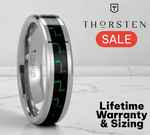 Load image into Gallery viewer, Mens Tungsten Carbide Wedding Ring - Black & Green Carbon Fiber Inlay Comfort Fit - 6mm 8mm 10mm Wide - Style name: ATRONIUS