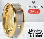 Load image into Gallery viewer, Mens Titanium Gold-Plated Rotating Screw Design Beveled Polished Edges Wedding Ring - Flat Brushed Comfort Fit - 8mm Wide - Style name: BOUNDLESS