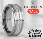 Load image into Gallery viewer, Mens Titanium 9 Channel Set White Diamonds Silver Inlaid Wedding Ring - Flat Brushed Comfort Fit - 8mm Wide - Style name: BOND