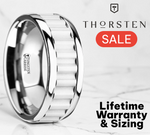 Load image into Gallery viewer, Mens Comfort Fit - Tungsten Carbide Wedding Band Ring - Gear Teeth Inlay & Polished Edges - 9mm Wide - Style name:CUTLASS
