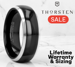 Load image into Gallery viewer, Mens Black Ceramic Inlayed Tungsten Wedding Ring - Domed Comfort Fit - 6mm 7mm 8mm 10mm Wide - Style name: CARRERA