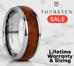 Load image into Gallery viewer, Mens Tungsten Carbide Rosewood Inlay Domed Wedding Ring - Polished Finish Comfort Fit - 8mm Wide - Style name: DALBERG