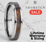 Load image into Gallery viewer, Mens Tungsten Blue Dinosaur Bone Inlaid Wedding Ring - Beveled Edged Comfort Fit - 4mm 8mm Wide - Style name: DEVONIAN