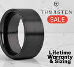Load image into Gallery viewer, Mens Black Ceramic Flat Pipe Cut Wedding Ring - Brushed Comfort Fit - 4mm 6mm 8mm 10mm 12mm Wide - Style name: DRAKON