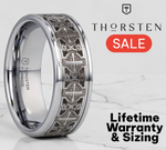 Load image into Gallery viewer, Mens Tungsten Laser Engraved Celtic Crosses Wedding Ring - Flat Grooved Comfort Fit - 8mm Wide - Style name: DEACON