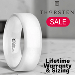 Load image into Gallery viewer, Mens White Ceramic Beveled Edges Wedding Ring - Polished Finish Comfort Fit - 6mm 8mm Wide - Style name: GLACIER