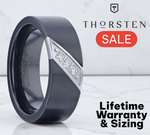 Load image into Gallery viewer, Mens Black Titanium Set Of 3 Diamonds Small Silver-Coated Diagonal Design Wedding Ring - Flat Brushed Comfort Fit - 8mm Wide - Style name: JAGUAR