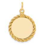 Load image into Gallery viewer, 14K White Gold / 14K Yellow Gold / 925 Sterling Silver / SS Gold Plated - Rope Framed Round Discs Charm With Sizes