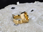 Load image into Gallery viewer, Mens Titanium Gold-Plated Flat Brushed Center Wedding Ring - Beveled Polished Comfort Fit - 8mm Wide - Style name: RADIATE