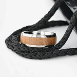 Load image into Gallery viewer, Mens Titanium Whiskey Barrel Inlaid Made From Genuine Whiskey Barrels - 8mm Wide - Style name: STAVE