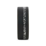 Load image into Gallery viewer, Mens Sandblasted Black Tungsten with Meteorite Fragments Inlay Wedding Ring - 8mm Wide - Style name: ABYSS