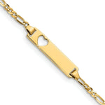 Load image into Gallery viewer, 14K Yellow Gold Figaro Link Baby ID, Plate with Cut-out Heart Bracelet