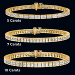 Load image into Gallery viewer, Lab Grown Princess Diamond Tennis Bracelet in 14K White or Yellow Gold for Women - VS1/F and VS2-SI1/G Clarity Color