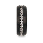 Load image into Gallery viewer, Mens White Sapphires Black Tungsten Finish Wedding Band - Domed Brushed - 8mm Wide - Style name: TSAR