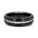 Load image into Gallery viewer, Mens White Sapphires Black Tungsten Finish Wedding Band - Domed Brushed - 8mm Wide - Style name: TSAR