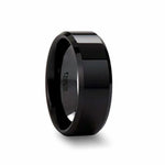Load image into Gallery viewer, CITAR Beveled Polish Finished Black Ceramic Wedding Ring 4mm - 12mm Wide Wedding Band