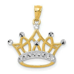 Load image into Gallery viewer, 14K Yellow Gold and Rhodium Crown Pendant