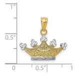 Load image into Gallery viewer, 14K Yellow Gold and Rhodium Crown Pendant