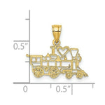 Load image into Gallery viewer, 14K Yellow Gold I Love Train Charm Pendant