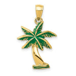 Load image into Gallery viewer, 14K Yellow Gold Enameled Palm Tree Pendant