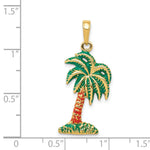Load image into Gallery viewer, 14K Yellow Gold Enameled Palm Tree Pendant