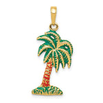 Load image into Gallery viewer, 14K Yellow Gold Enameled Palm Tree Pendant