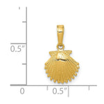 Load image into Gallery viewer, 14K Yellow Gold Scallop Shell Pendant 10mm width